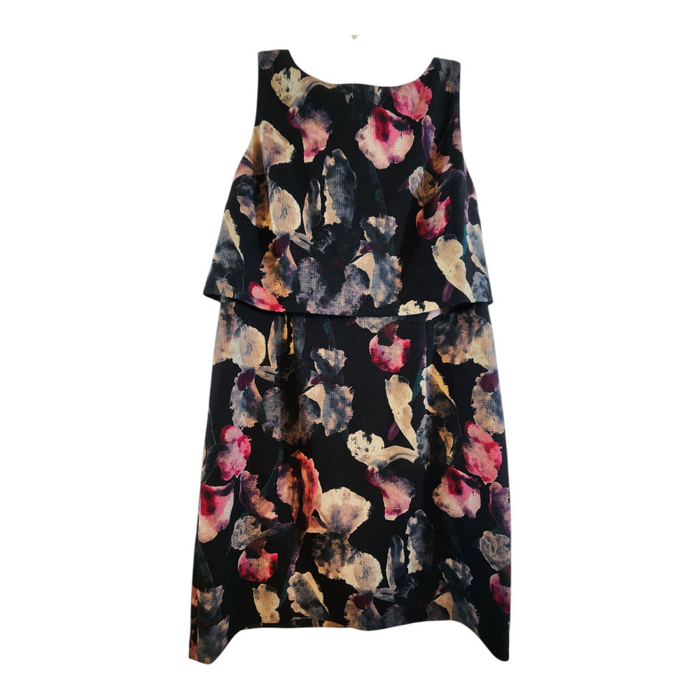 Ivanka Trump floral dress sz 16 mini sleeveless‎ zip back layered multicolor